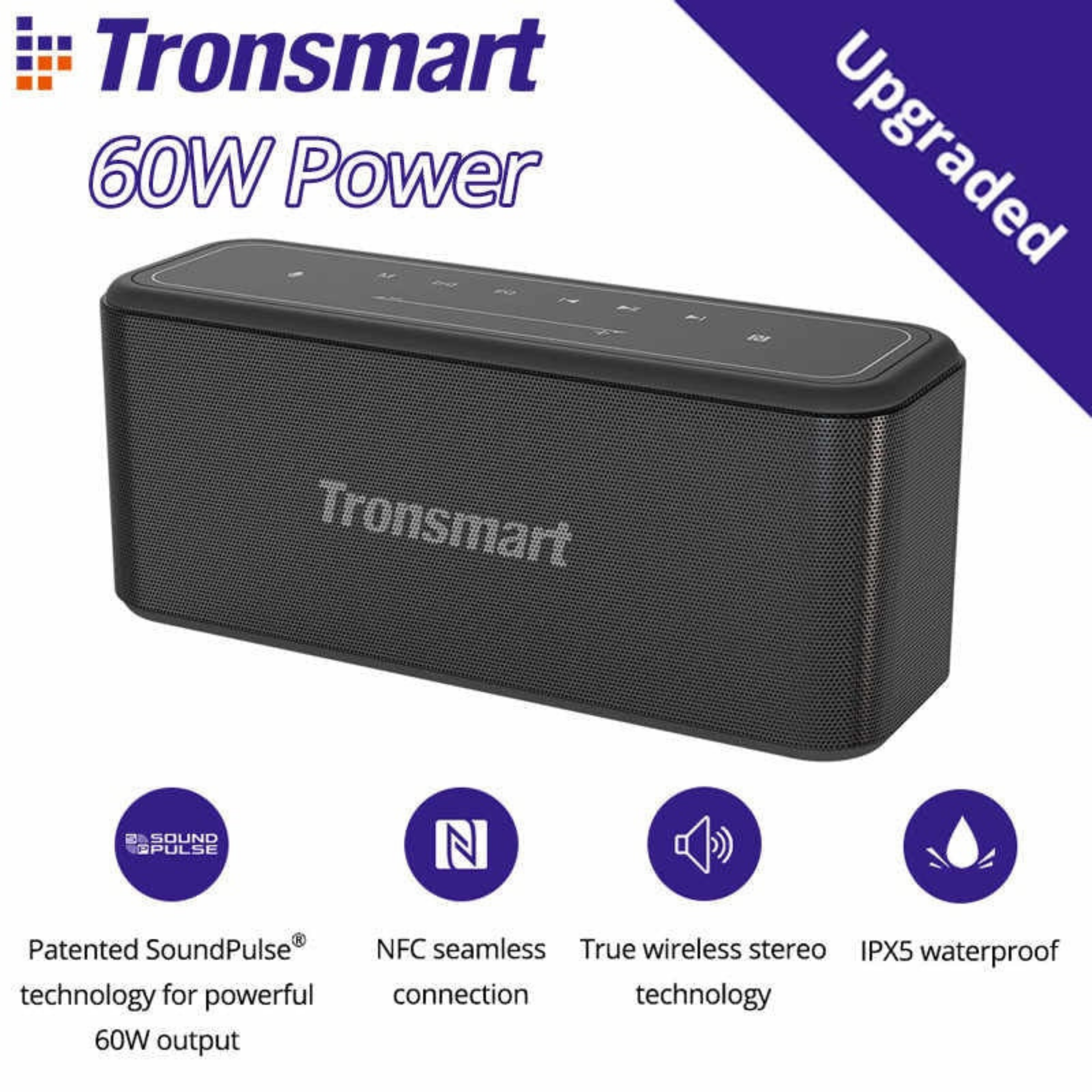 TRONSMART Mega Pro 60W Portable Wireless Bluetooth Indoor Speaker - Black