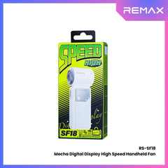 REMAX - RS-SF18 Mecha Digital Display High Speed Handheld Fan ( 4000mAh ) - White