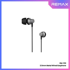 REMAX - RM-512 3.5mm Metal Wired Earphone - Black
