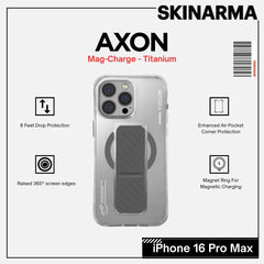 SKINARMA - iPhone 16 Pro Max 6.9" AXON Mag-Charge and Grip-Stand Case - Titanium