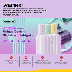 REMAX RPP-595 Bagcase Series 10000mAh PD+QC Fast Charging Power Bank(PD 20W) - Yellow