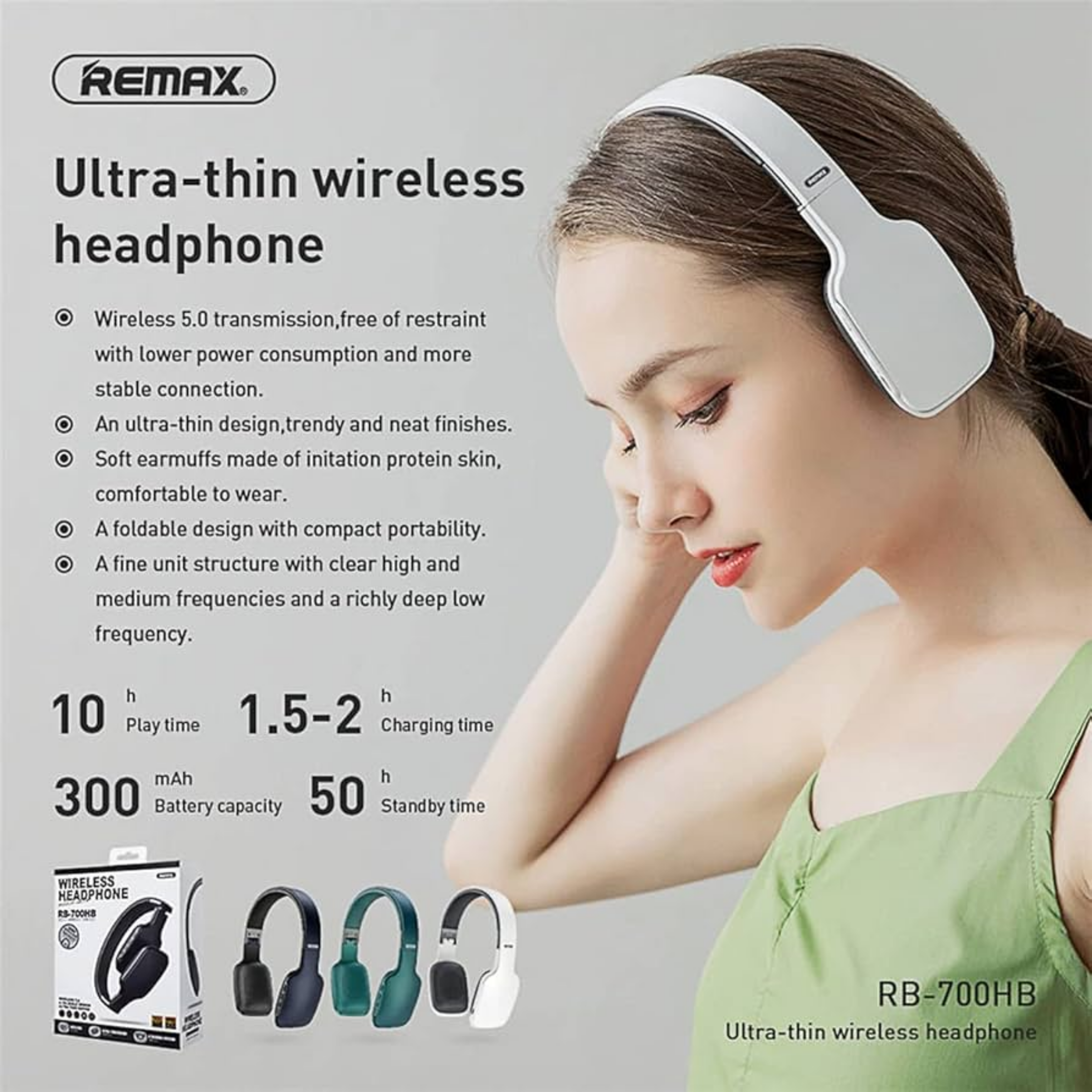 REMAX RB-700HB Bluetooth Wireless Headphone - Black