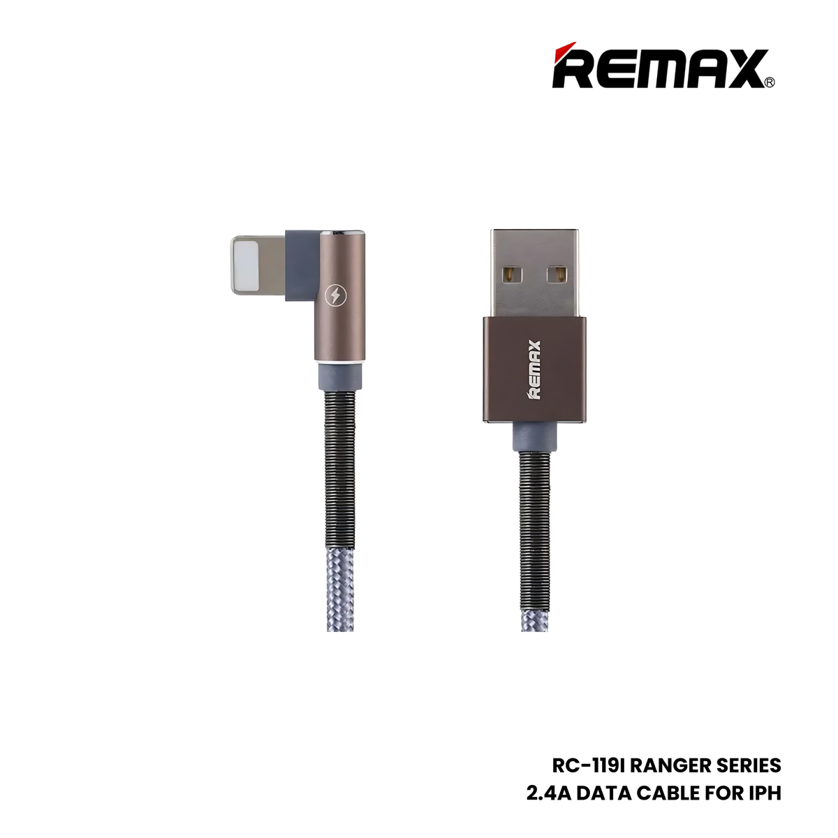 REMAX RC-119i Ranger Series 2.4A USB to Lightning Charging Data Cable - Grey