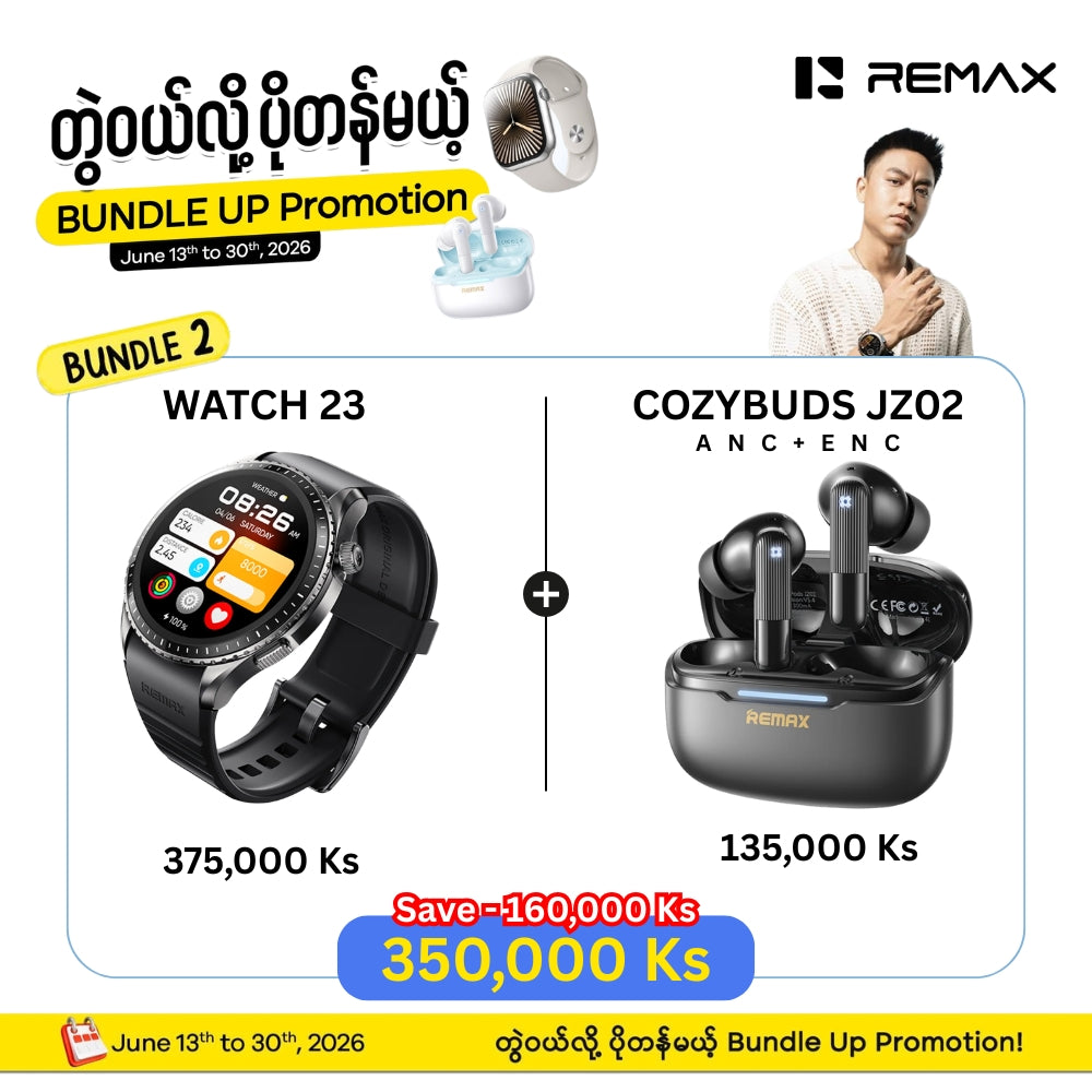 [ Bundle ] REMAX Watch 23 Smart Watch + REMAX CozyPods JZ02 ANC+ENC Earbuds