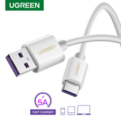 UGREEN US253 USB TO TYPE.C CABLE (M/M NICKEL PLATING ABS SHELL )5V/5A 1M - White