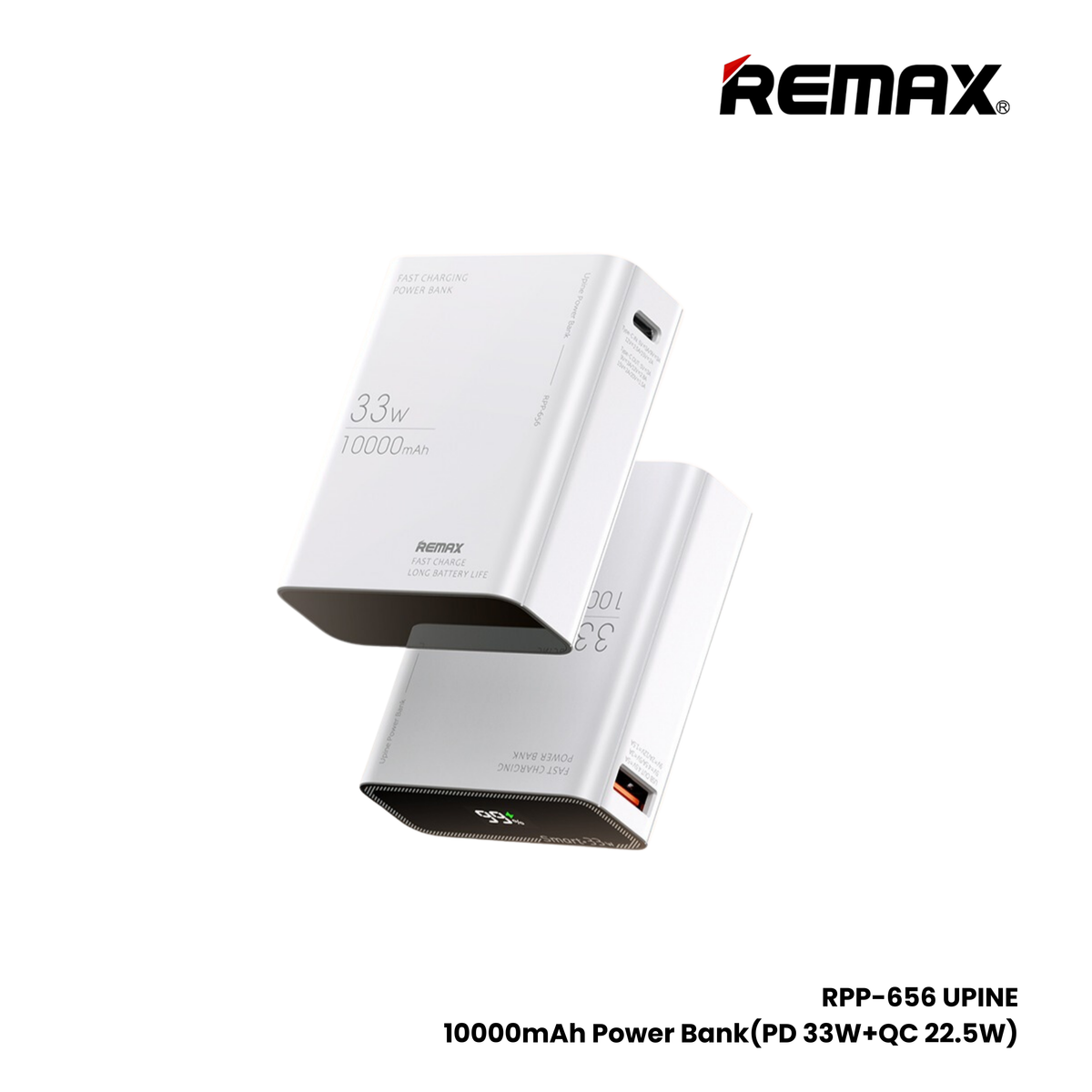 REMAX RPP-656 Upine Series 10000mAh PD+QC Fast Charging Power Bank(PD 33W+QC 22.5W) - White