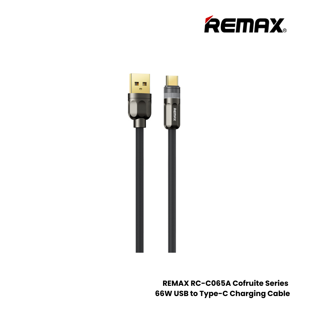 66W ( Type-C )-REMAX RC-C065A Cofruite Series 66W USB to Type-C Fast Charging Data Cable - Black