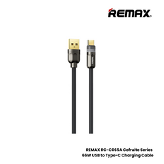 66W ( Type-C )-REMAX RC-C065A Cofruite Series 66W USB to Type-C Fast Charging Data Cable - Black