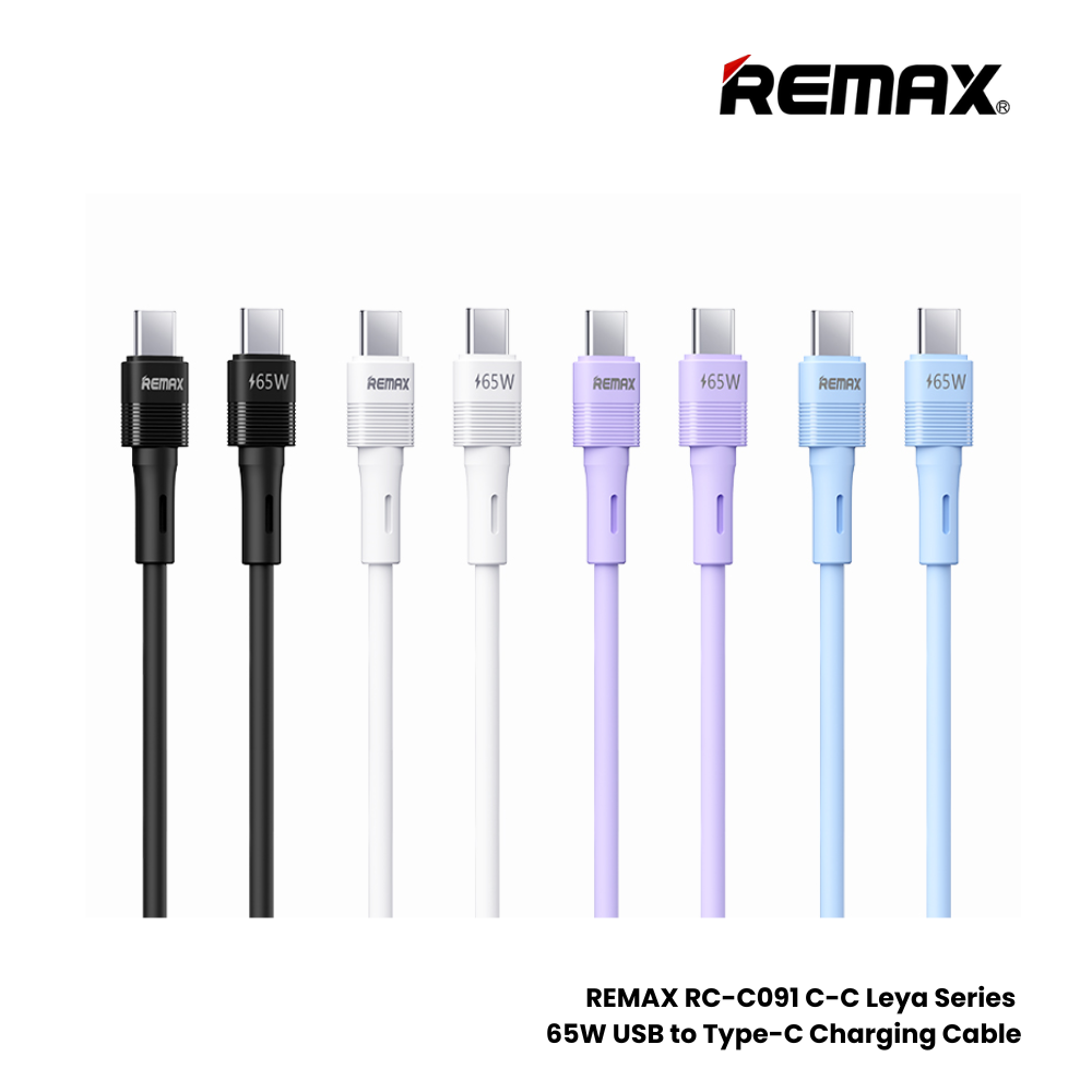 65W ( C to C )-REMAX RC-C091 C-C Leya Series 65W Type-C to Type-C Fast Charging PD Charging Data Cable - Blue