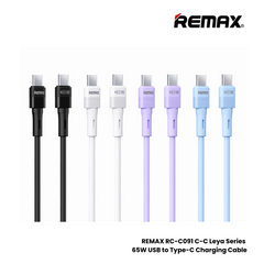 65W ( C to C )-REMAX RC-C091 C-C Leya Series 65W Type-C to Type-C Fast Charging PD Charging Data Cable - Blue