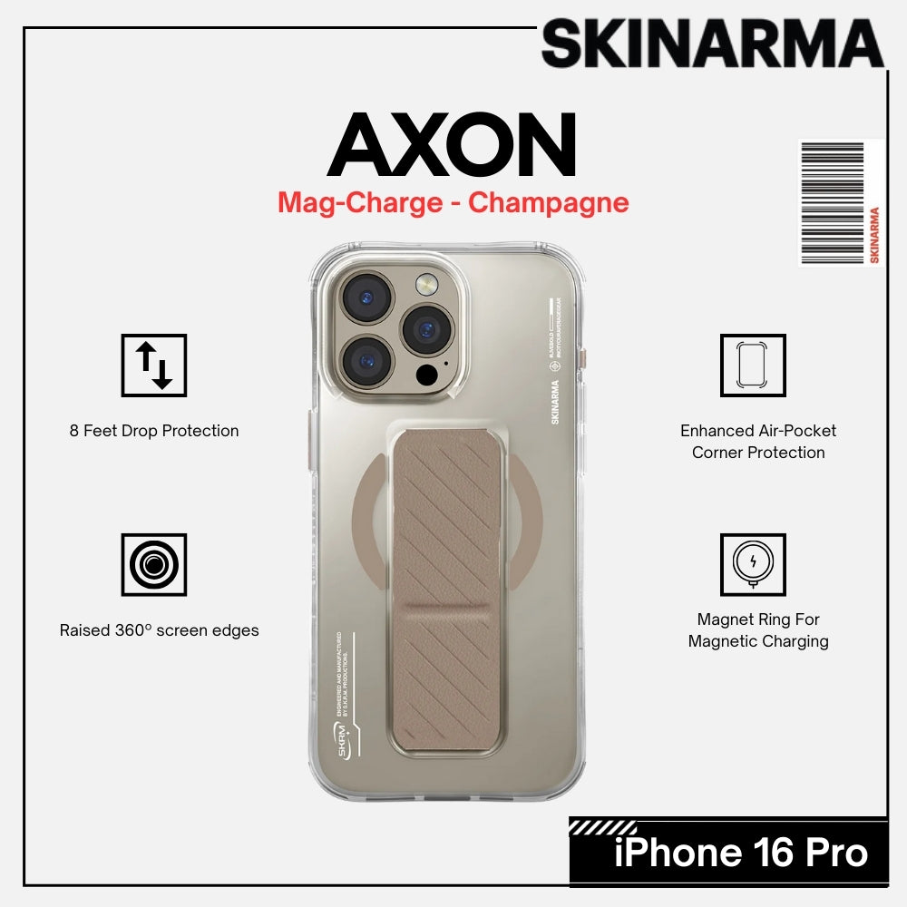 SKINARMA - iPhone 16 Pro 6.3" AXON Mag-Charge and Grip-Stand Case - Champagne