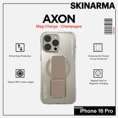 SKINARMA - iPhone 16 Pro 6.3" AXON Mag-Charge and Grip-Stand Case - Champagne