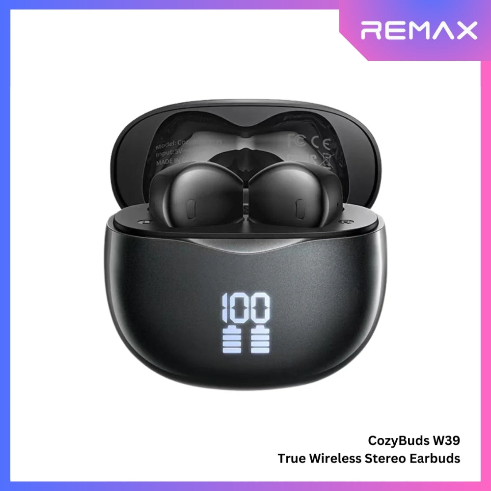 REMAX - CozyBuds W39 V5.4 Digital Display Bluetooth Wireless Earbuds - Blue