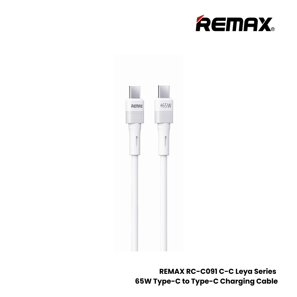 65W ( C to C )-REMAX RC-C091 C-C Leya Series 65W Type-C to Type-C Fast Charging PD Charging Data Cable - White