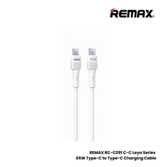 65W ( C to C )-REMAX RC-C091 C-C Leya Series 65W Type-C to Type-C Fast Charging PD Charging Data Cable - White