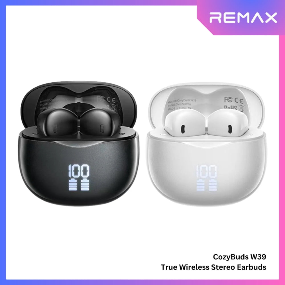 REMAX - CozyBuds W39 V5.4 Digital Display Bluetooth Wireless Earbuds - Blue