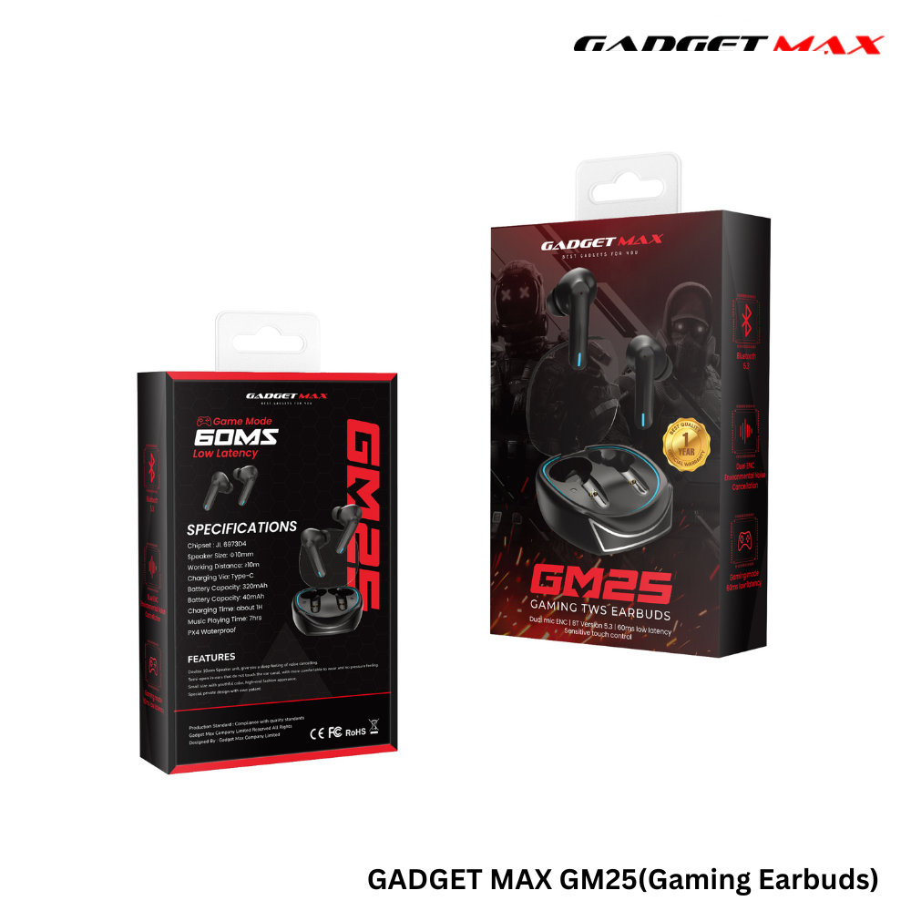 GADGET MAX GM25 Gaming Wireless True Wireless TWS Earbuds - Black