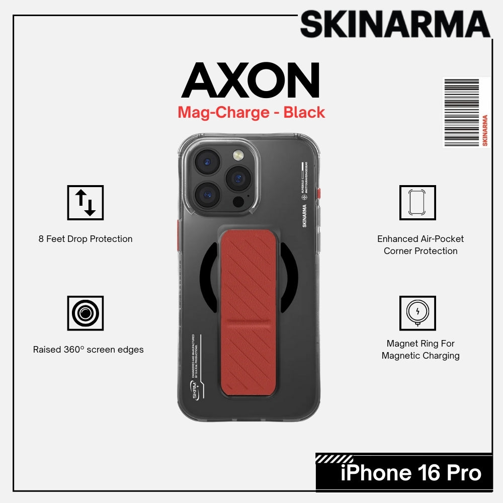 SKINARMA - iPhone 16 Pro 6.3" AXON Mag-Charge and Grip-Stand Case - Black