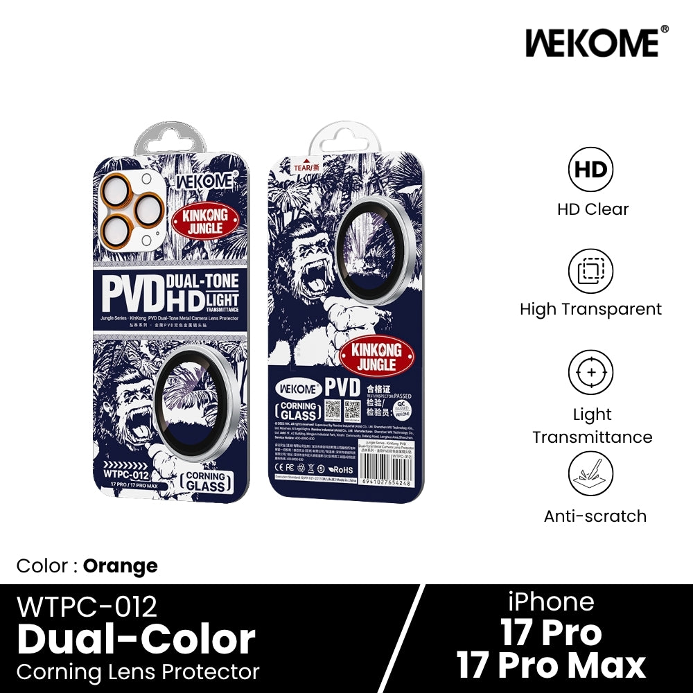WEKOME - WTPC-012 KinKong Dual-Color Camera Lens Protector - iPhone 17 Pro / 17 Pro Max ( Orange )