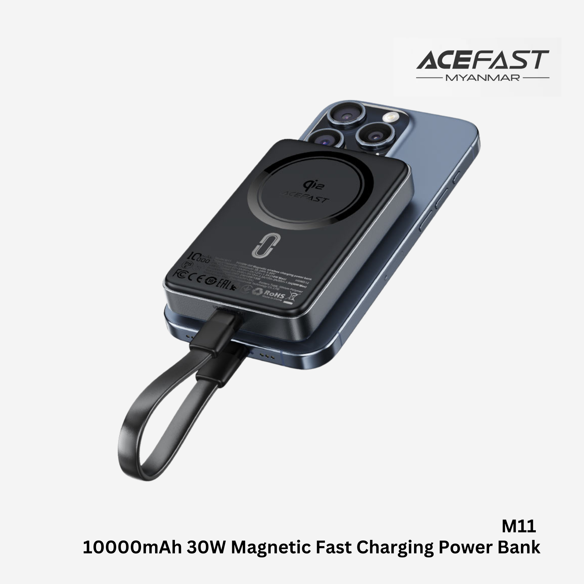 ACEFAST - M11 10000mAh PD Magnetic Wireless Fast Charging Power Bank (30W) - Black