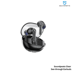SOUNDPEATS - Clear Bluetooth Wireless Earbuds - Black