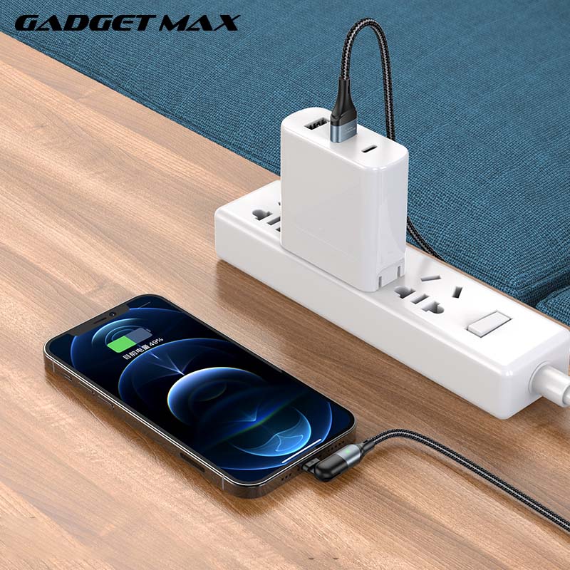 GADGET MAX GX12 FAST CHARGING EXQUISITE & PRACTICAL DATA CABLE FOR IPH (2.4A) (1.2M)  - ?BLACK