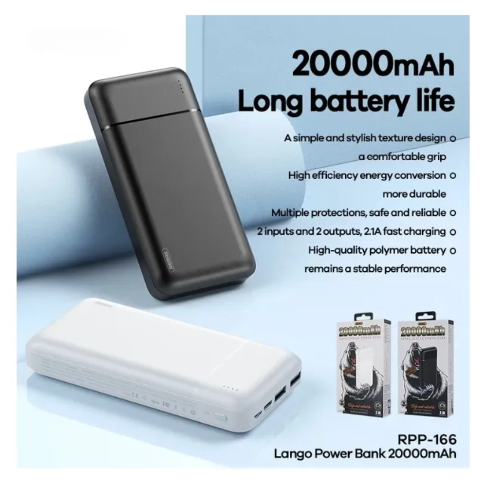 REMAX RPP-166 Lango Series 20000mAh Power Bank - White