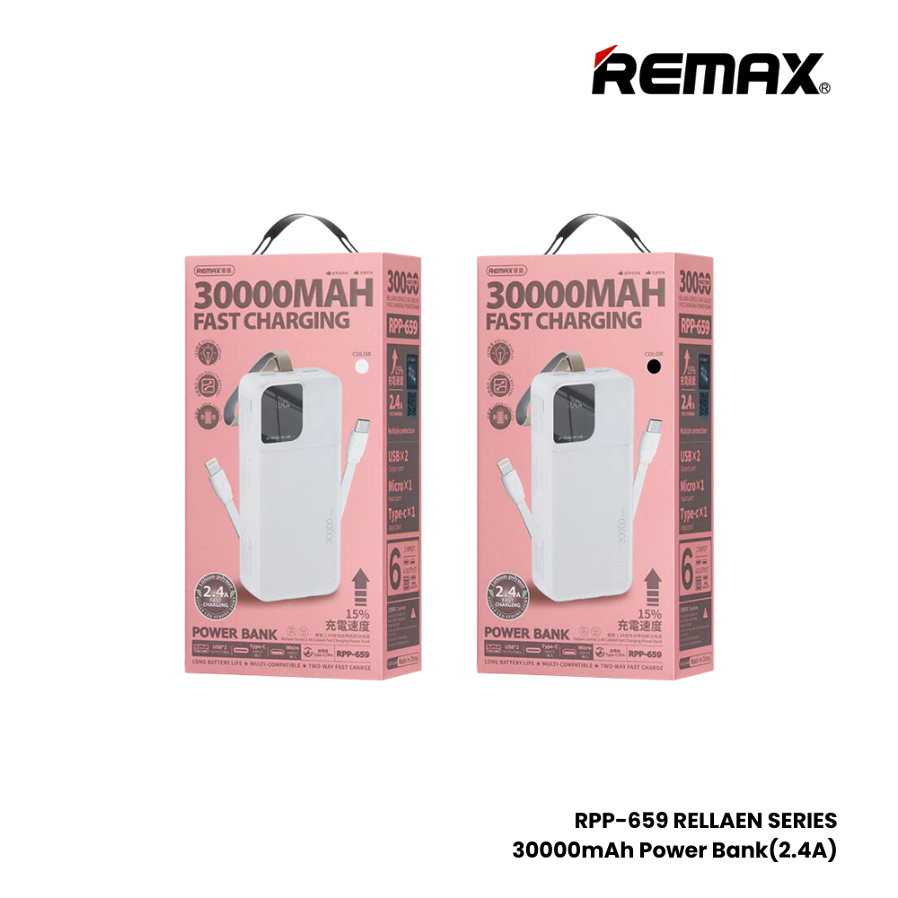 REMAX RPP-659 Rellaen Series 30000mAh Fast Charging Power Bank(2.4A) - Black