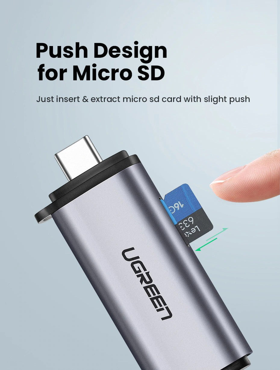 UGREEN OFFICIAL Card Reader USB 3.0 Type C to SD Micro SD TF Adapter