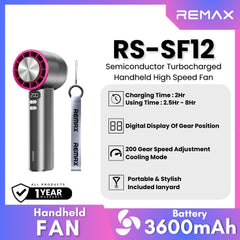 REMAX - RS-SF12 Semiconductor Digital Display Turbocharged Portable Handheld High-Speed Fan - Purple