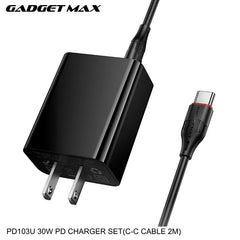 GADGET MAX - PD103U 30W PD (USB-A+USB-C)  Charger Set - Black