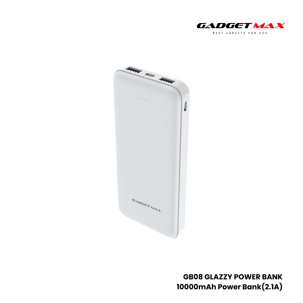 GADGET MAX GB08 Glazzy Series 10000mAh Power Bank(2.1A) - White