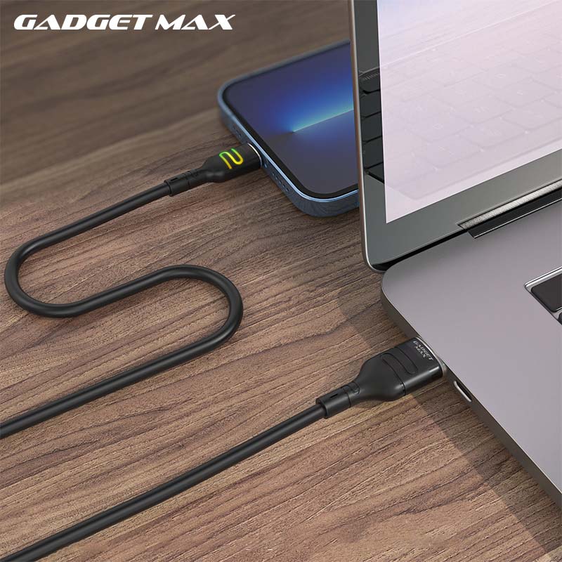 GADGET MAX GX14 DU18 S-SHAPE FAST USB TO IPH CHARGING DATA CABLE WITH LIGHT(2.4A) (1M)