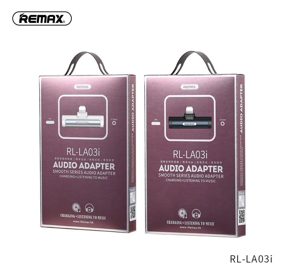 REMAX IPhone RL-LA03I  SMOOTH SERIES 3.5MM, LIGHTNING AUDIO 2.1A ADAPTER USB Audio Adapter Cable