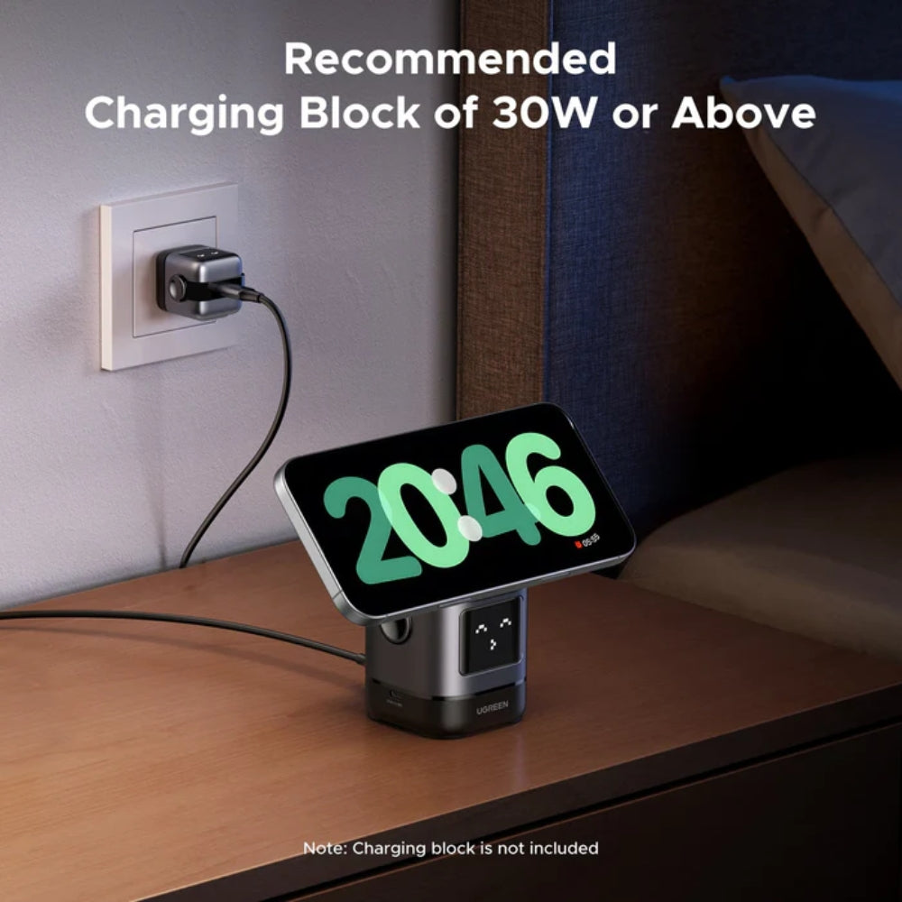 UGREEN - W709 Uno 2-In-1 Wireless Magnetic Charger (Qi2 | 15W) - Black/Grey