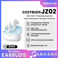 REMAX - CozyPods JZ02 ANC+ENC Noise Reduction Bluetooth Wireless Earbuds - White