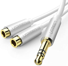 Ugreen 3.5mm AUX Stereo Audio Splitter Cable 20cm for Two Earphone - White