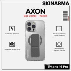 SKINARMA - iPhone 16 Pro 6.3" AXON Mag-Charge and Grip-Stand Case - Titanium
