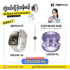 [ Bundle ] REMAX Watch 27 Smart Watch + REMAX CozyBuds W29 OWS Earbuds