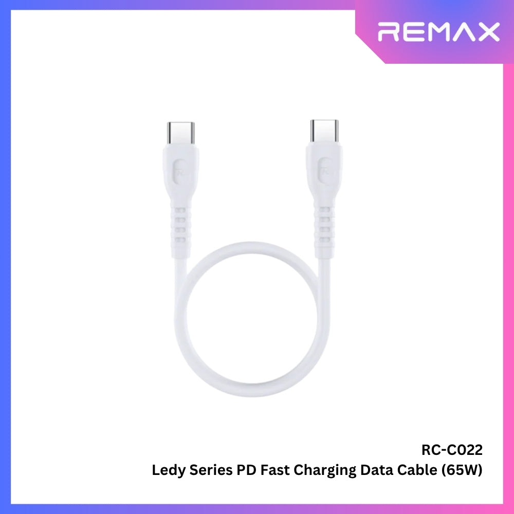 REMAX - RC-C022 C-C Ledy Series Type-C to Type-C Fast Charging Data Cable (65W) - Blue