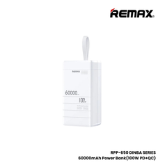 REMAX RPP-650 Dinba Series 60000mAh PD+QC Fast Charging  Power Bank(PD 100W+QC 22.5W) - White