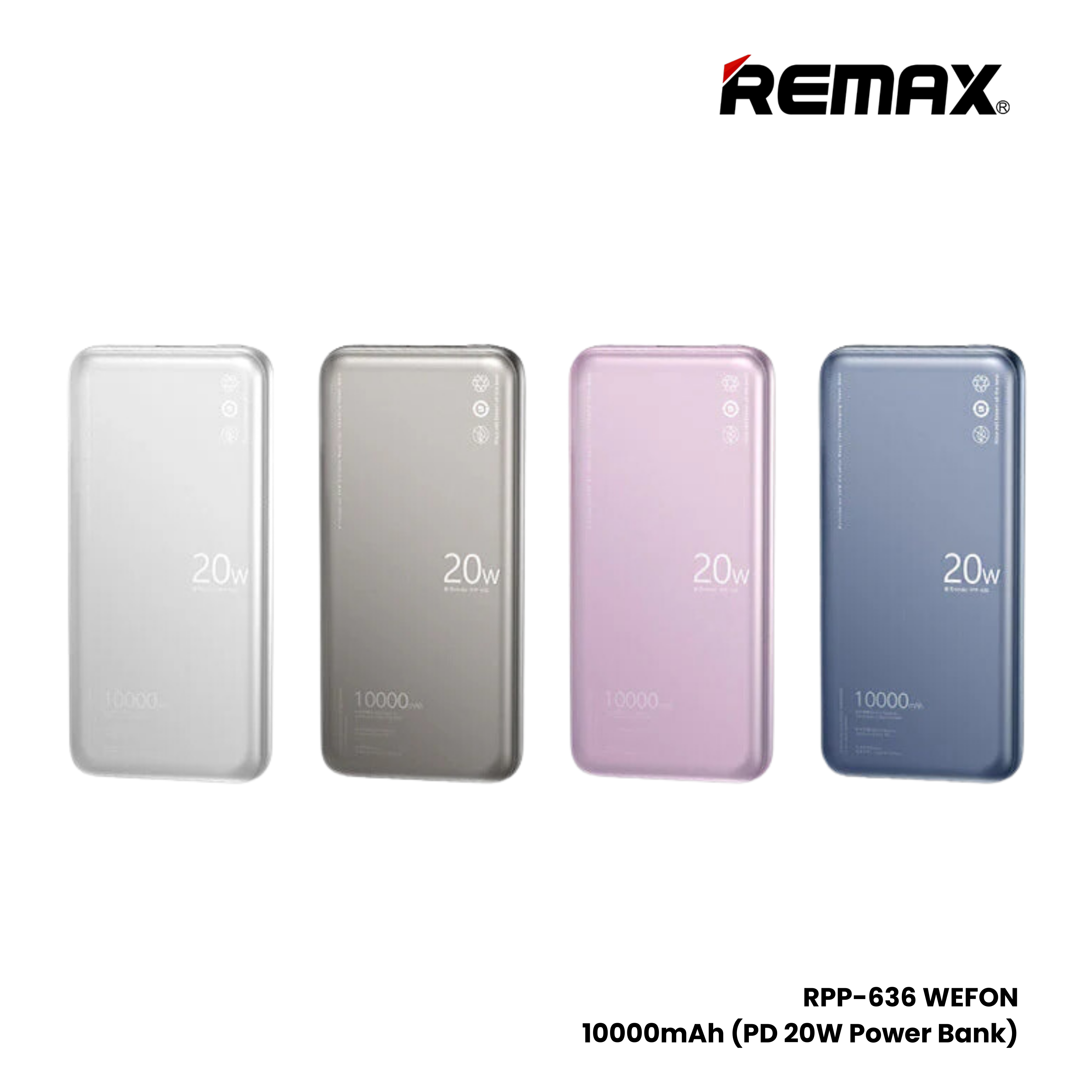 REMAX RPP-636 Wefon Series 10000mAh Fast Charging Ultra thin Power Bank(20W) - Grey