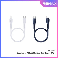 REMAX - RC-C022 C-C Ledy Series Type-C to Type-C Fast Charging Data Cable (65W) - White