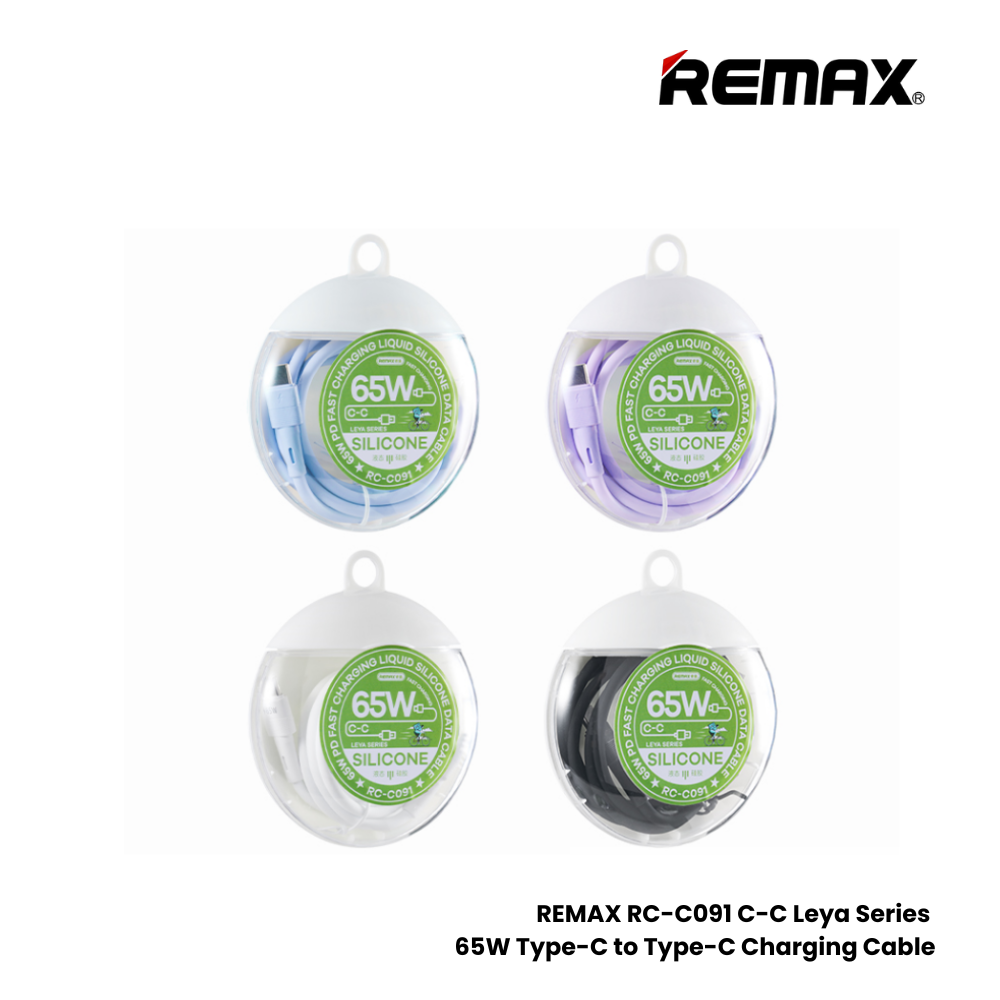 65W ( C to C )-REMAX RC-C091 C-C Leya Series 65W Type-C to Type-C Fast Charging PD Charging Data Cable - Blue