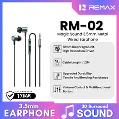 REMAX - RM-02 3.5mm Magic Sound Wired Earphone - Tarnish