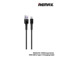 66W ( Type-C )-REMAX RC-092A Leya Series 66W USB to Type-C Fast Charging Data Cables - Black