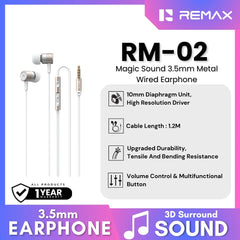 REMAX - RM-02 3.5mm Magic Sound Wired Earphone - Platinum Gold