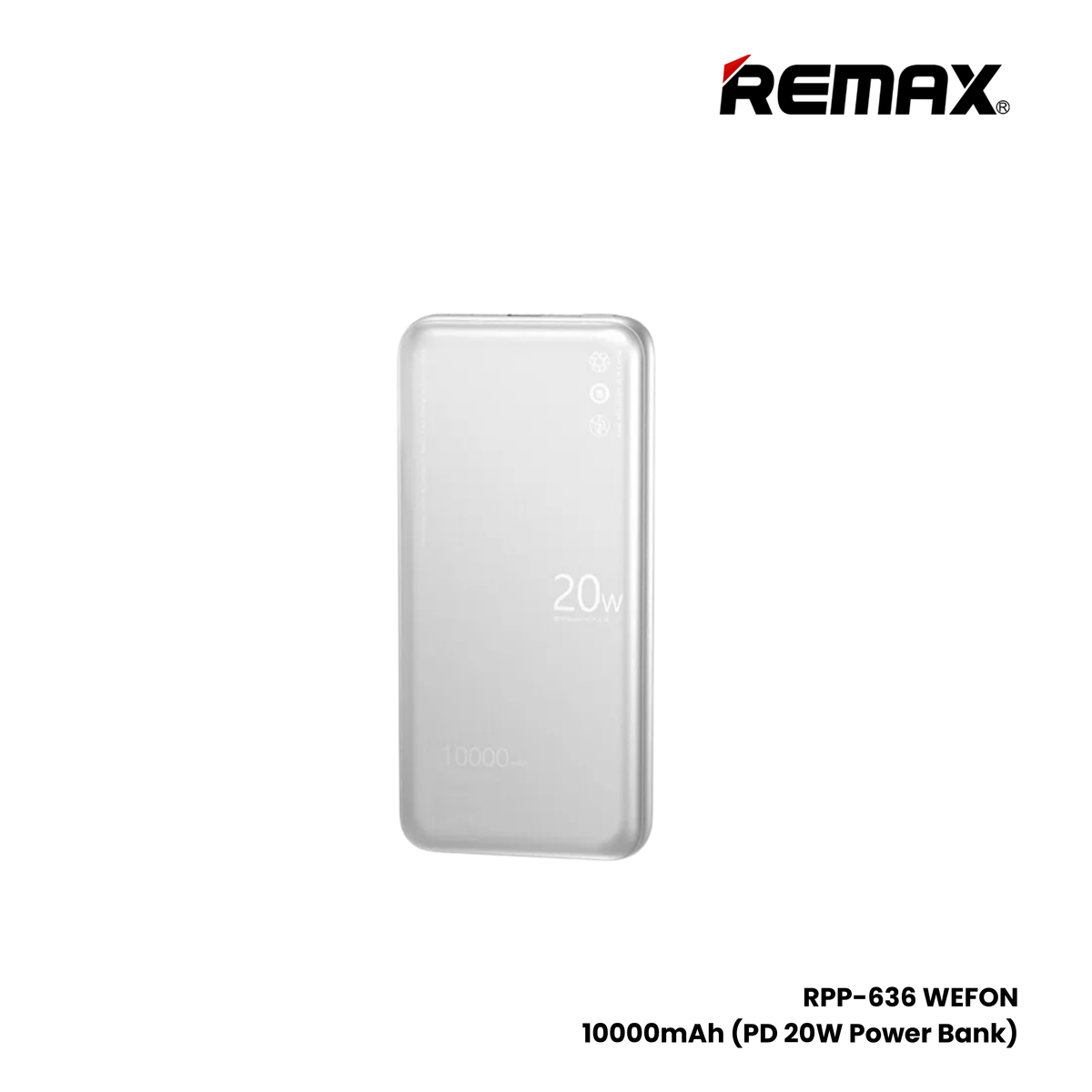 REMAX RPP-636 Wefon Series 10000mAh Fast Charging Ultra thin Power Bank(20W) - Silver