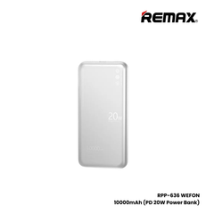 REMAX RPP-636 Wefon Series 10000mAh Fast Charging Ultra thin Power Bank(20W) - Silver