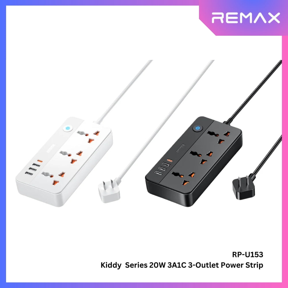 REMAX - RP-U153 Kiddy Series 20W Power Strip (US) (1.5M) - White